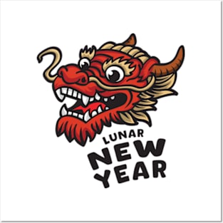 Dragon lunar chinese new year 2024 cartoon Posters and Art